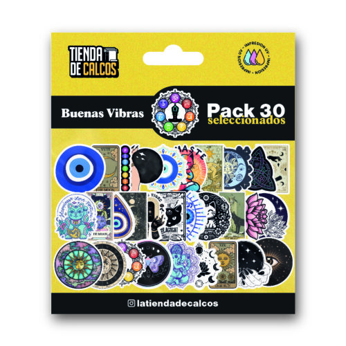 BUENAS VIBRAS_Mesa de trabajo 1 Pack 30 calcos BUENAS VIBRAS