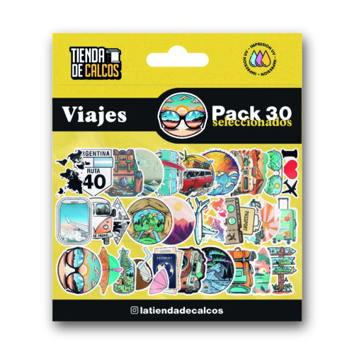 VIAJES_Mesa de trabajo 1_Mesa de trabajo 1 Pack 30 calcos VIAJES
